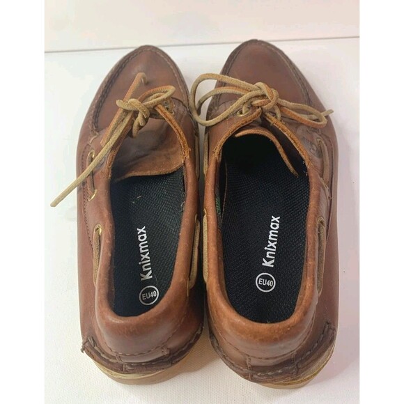 Timberland Classic Brown Leather Boat Shoes Men Size 9M Moccasin Deck75077 2 eye main image 7